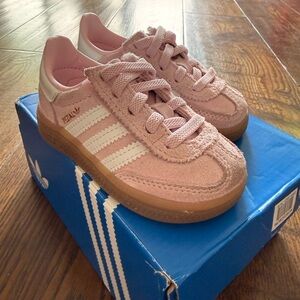 adidas Kids Pink & White Gazelle-Style Suede Sneakers